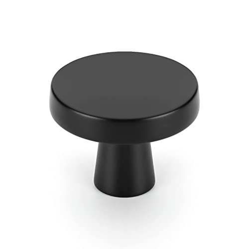 OYX Black Knobs, 6 Pack Black Cabinet Knobs for Round Kitchen Cabinet Hardware Black Dresser Drawer Knobs Matte Black Cabinet Knobs Zinc Alloy Cabinet Door Knobs, Black Hardware for Cabinets