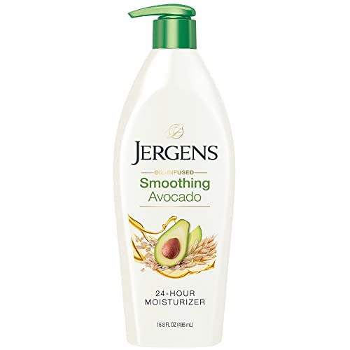 31IX4k9G60L.jpg Jergens Oil-Infused Smoothing Avocado Moisturizer, 16.8 Fluid Ounces, with Avocado Oil and Oat Extract, for Visibly Replenished Skin, for All Skin Types - Image 1