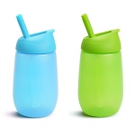 Munchkin® Simple Clean™ Toddler Straw Cup, 10 Ounce, 2 Count (Pack of 1), Blue/Green
