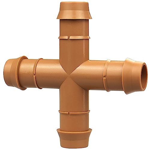 410kCva03GL.jpg iRunning Drip Irrigation Fittings Barbed Cross Tee for 1/2" Irrigation Tubing(0.600" ID), 14 Pieces Barbed 4 Way Connectors, Drip Line 4 Way Couplings for Drip Sprinkler Garden Lawn Systems - Image 1