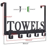 Over The Door Hooks, Towel Holder for Bathroom, Door Mount Towel Rack Towel Hooks for Bedroom Kitchen Pool Beach Towels Bathrobe Wall Mount Hang on The Door Cabinet Cupboard Metal Sandblasted (Black) - Image 6