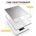 BACK KTCL 'Cooking Master' Digital Food Kitchen Scale, 22lb Weight Multifunction Scale Measures in Grams and Ounces for Cooking Baking, 1g/0.1oz Precise Graduation, Stainless Steel and Tempered Glass - Image 2