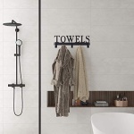 Over The Door Hooks, Towel Holder for Bathroom, Door Mount Towel Rack Towel Hooks for Bedroom Kitchen Pool Beach Towels Bathrobe Wall Mount Hang on The Door Cabinet Cupboard Metal Sandblasted (Black) - Image 2