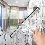 All-Purpose Stainless Steel Shower Squeegee for Shower Doors with 2 Adhesive Hooks, Bathroom Cleaner Tool Household Window Mirror Squeegee for Home Cleaning, Glass Door, Tile Wall, Car, 10 Inch Silver - Image 5
