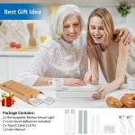 YLXS 30-LED Motion Sensor Under Cabinet Lights, Magnetic Rechargeable Under Counter Closet Lights, Wireless Night Light Bar Stick-On, for Kitchen Wardrobe Cupboard Stairs Bedroom, 2-Pack, Cool White - Image 4