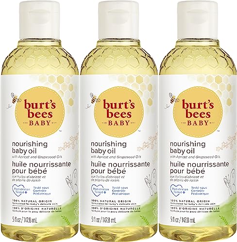 51tHvq8sPTL.jpg Burt's Bees Baby Oil, Hypoallergenic & Non Irritating Formula Hydrates & Nourishes Baby's Skin, Lightweight & Plant Based, Pediatrician Tested - 5 Oz (Pack of 3) - Image 1