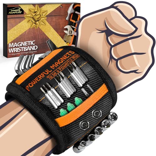 Gifts for Men,Fathers Day Dad Husband Gifts from Wife Daughter Son Kid,Magnetic Wristband for Holding Screws, Birthday Gifts for Father Dad Grandpa Him Magnetic Tool Wristband DIY Handyman, Carpenter
