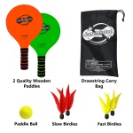 Funsparks Jazzminton Paddle Ball Game with Carry Bag - Indoor Outdoor Toy - Play at The Beach, Lawn or Backyard - 2 Wooden Racquets - 4 Shuttlecocks - 1 Ball - Image 5